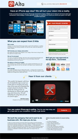 Alta lead gen landing page